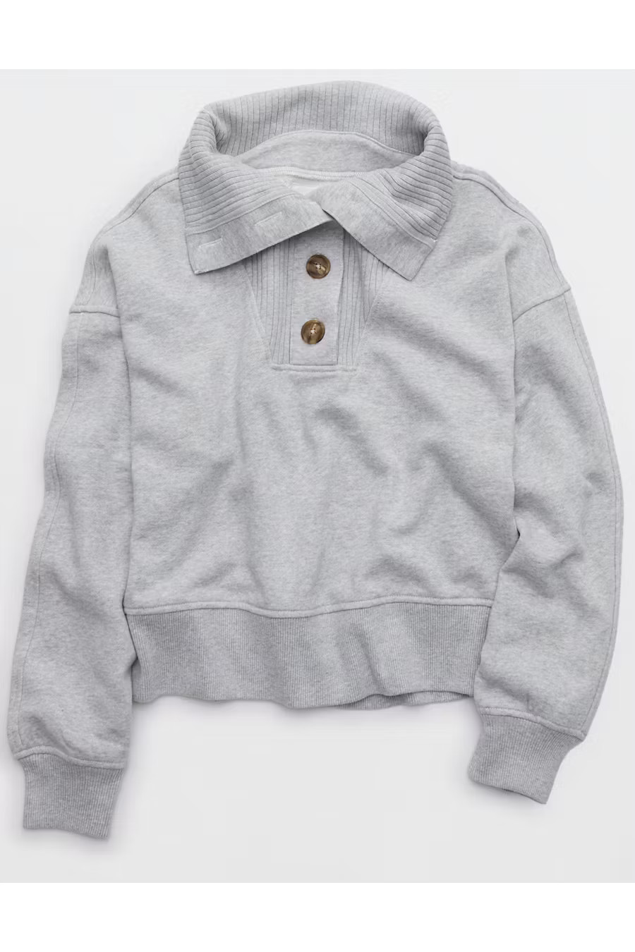 Aerie Best Button Sweatshirt Women's Medium Heather Gray XXS | American Eagle Outfitters (US & CA)