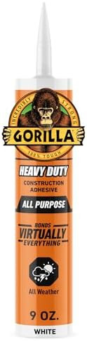 Gorilla Heavy Duty Construction Adhesive, White Glue, 9 Ounce Cartridge (Pack of 1) - Gap Filling... | Amazon (US)