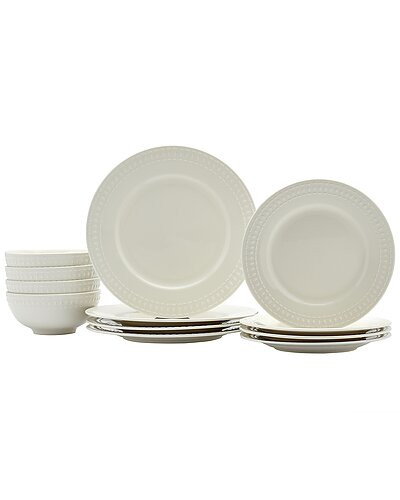 12Pc White Porcelain Dinnerware Set | Gilt & Gilt City
