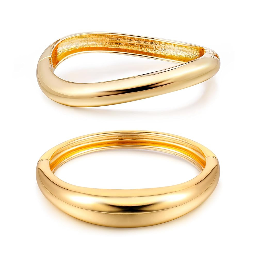 Elegance 11 designs Gold Cuff Bangle Bracelets For Women Set Chunky Trendy Gold Bracelet Minimali... | Amazon (US)