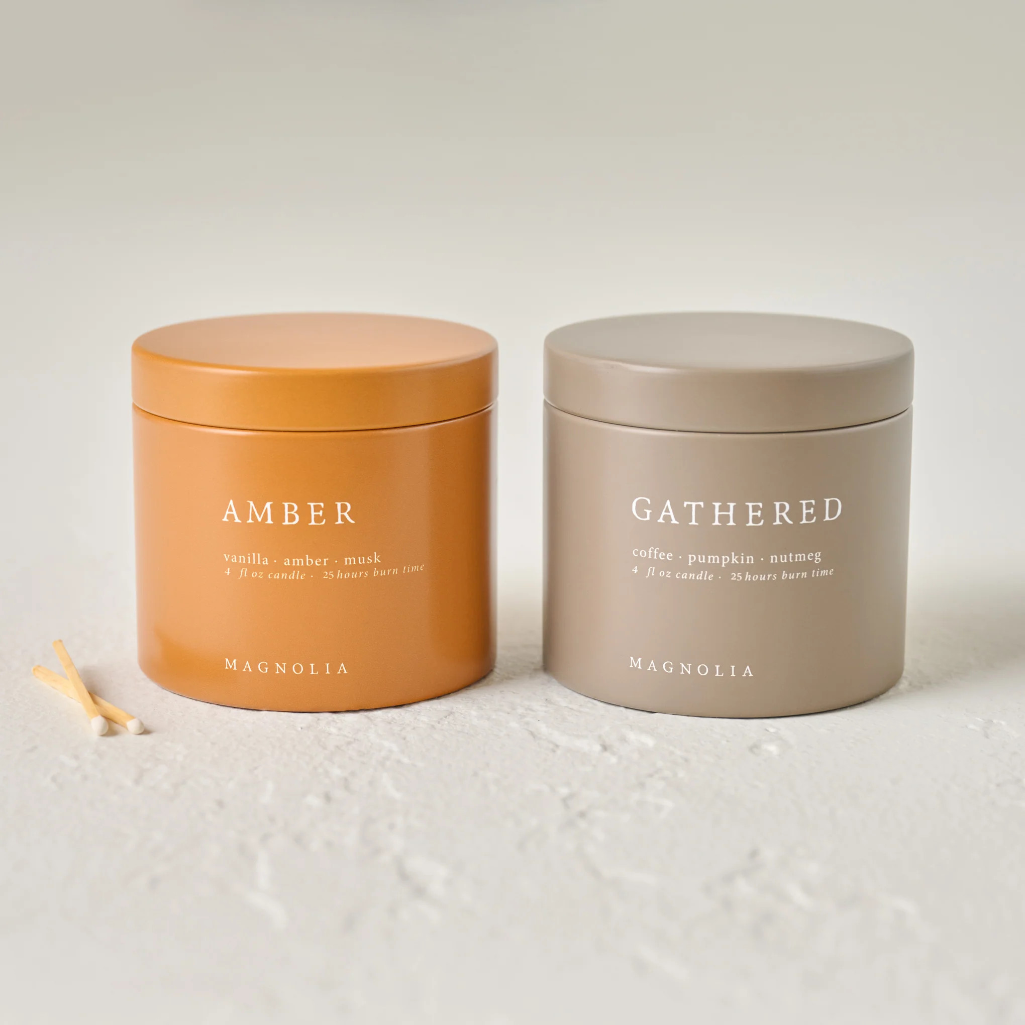 Magnolia Gathered and Amber Candle Tin Bundle | Magnolia