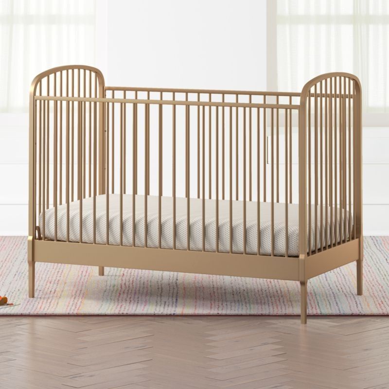 Larkin Gold Metal Baby Baby Crib | Crate & Kids | Crate & Barrel