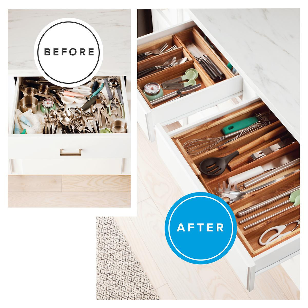 Expandable Acacia Utensil Tray | The Container Store