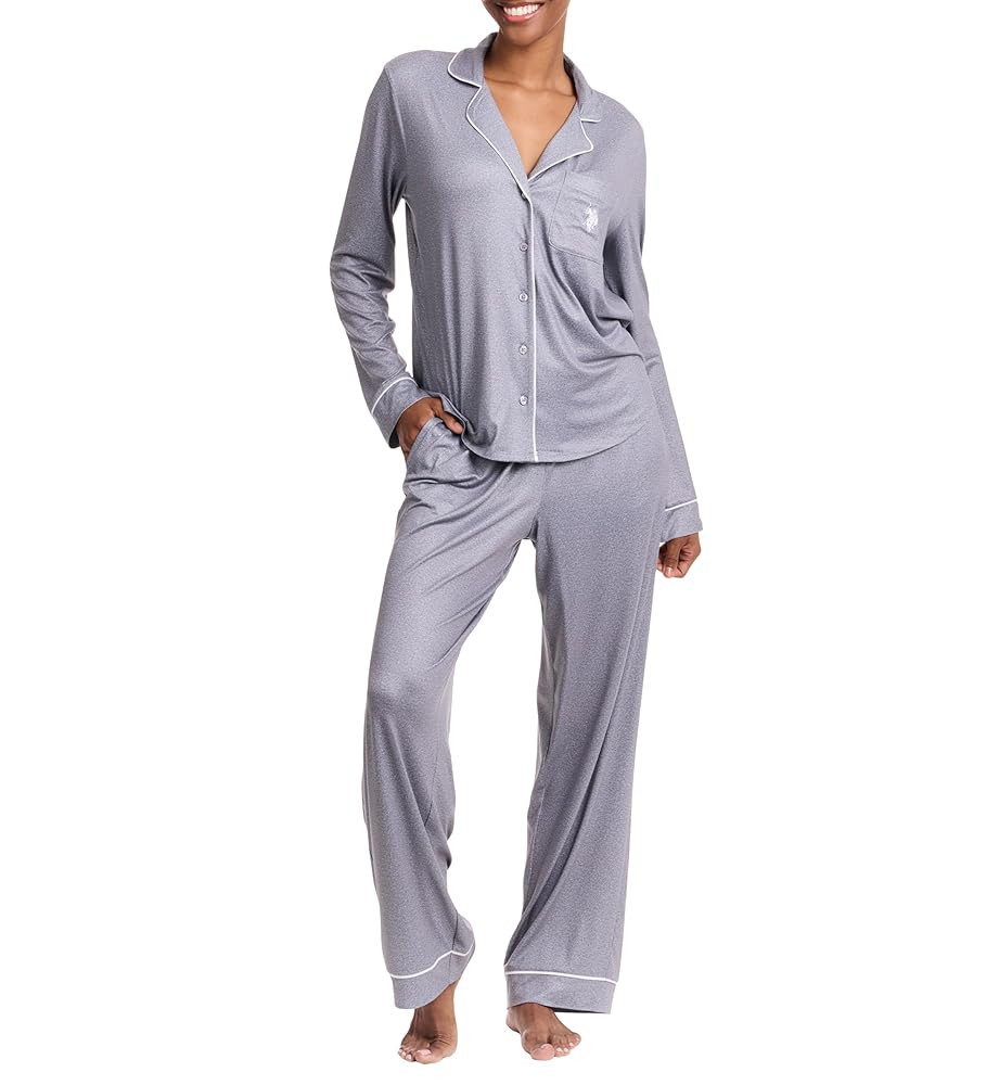 U.S. Polo Assn. Womens Pajama Set Long Sleeve Button Up Top and Pajama Pants | Amazon (US)