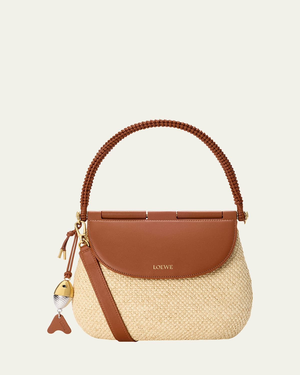 x Paula's Ibiza Pescador Medium Raffia & Leather Top-Handle Bag | Bergdorf Goodman
