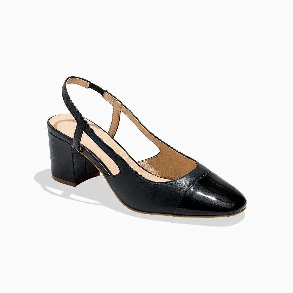 Jack Rogers Women's Summer Cap Toe Slingback Heel Black / Black (Size 6.5) | Jack Rogers