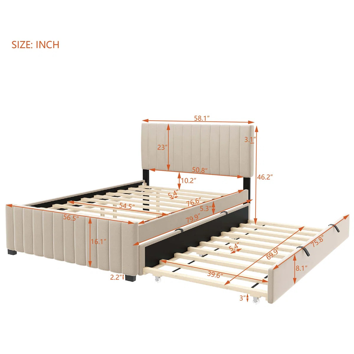 Keyly inc Velvet Upholstered Platform Bed with Trundle & Reviews | Wayfair | Wayfair North America