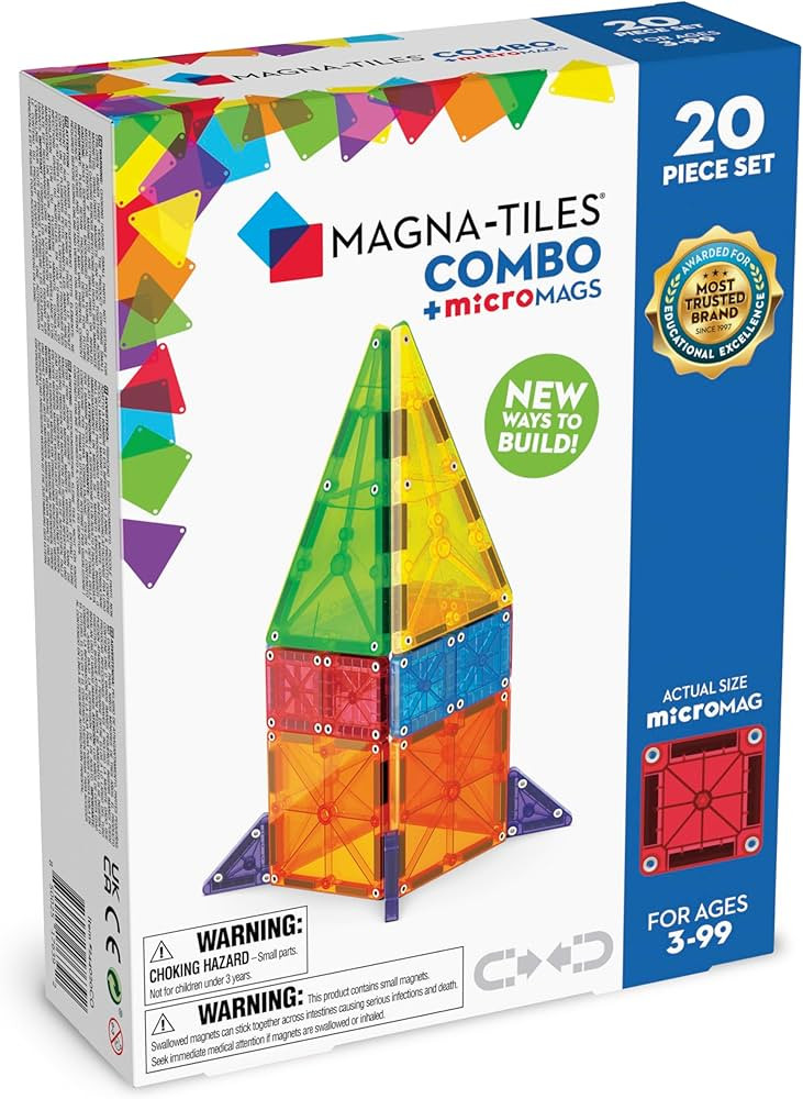 MAGNA-TILES Combo 20-Piece Magnetic Construction Set, The Original Magnetic Building Brand | Amazon (US)