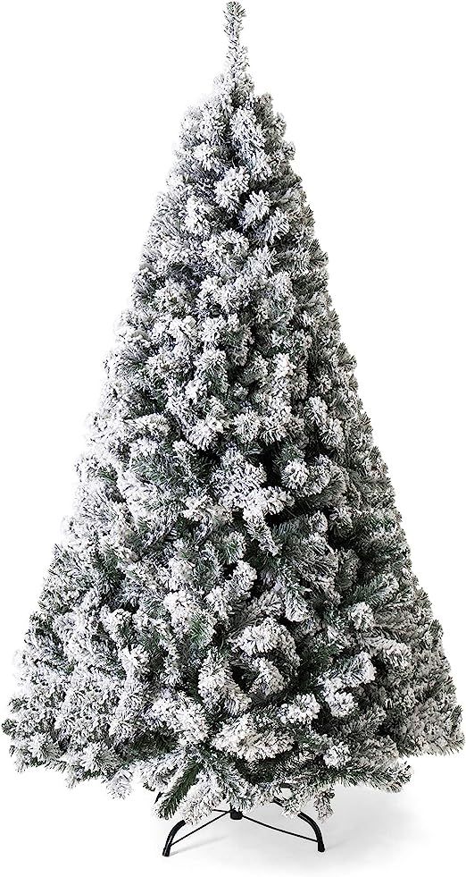 Best Choice Products 9ft Snow Flocked Hinged Artificial Pine Christmas Tree Holiday Decoration w/... | Amazon (US)
