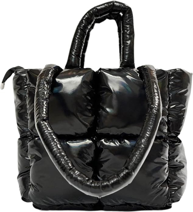 Quilted Puffer Tote Bag Crossbody For Women With Zipper Pockets, Padded Puffy Shoulder Purse, Puf... | Amazon (US)