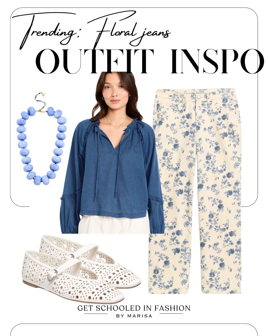 Spring outfit 
Old navy jeans 
Floral denim 
BaubleBar necklace 

#LTKOver40 #LTKWorkwear #LTKmomlife