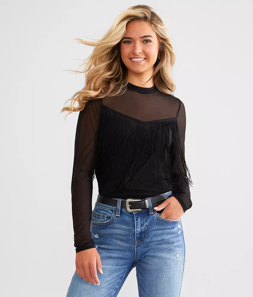 Mesh Fringe Top | Buckle