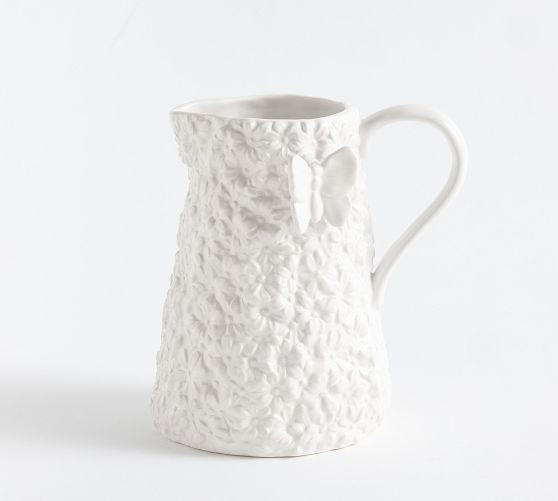 Floral Bunny Stoneware Pitcher | Pottery Barn (US)