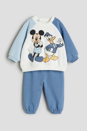 2-piece Sweatshirt Set - Gray melange/Mickey Mouse - Kids | H&M US | H&M (US + CA)