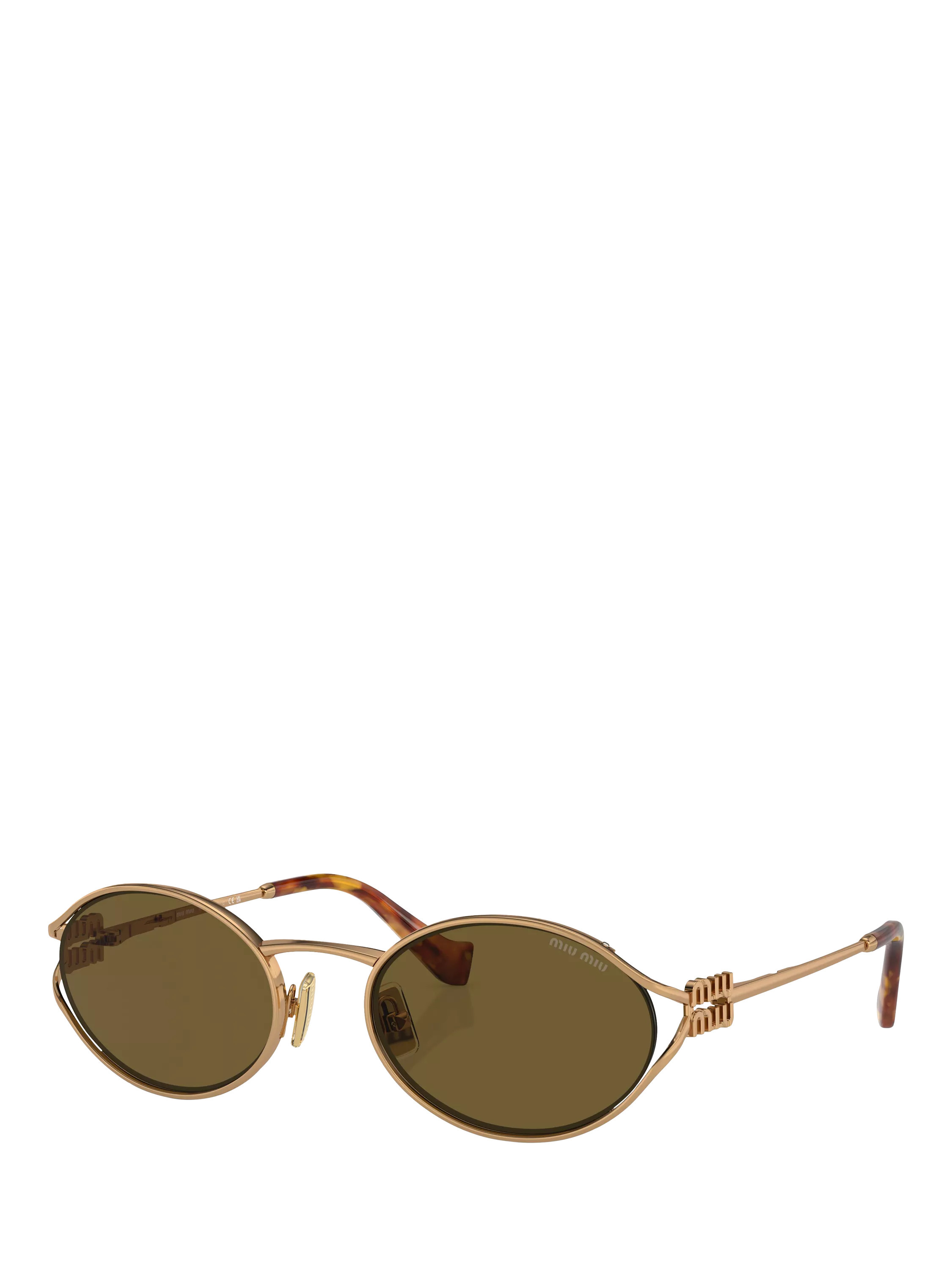Miu Miu MU 52YS Women's Oval Sunglasses, Brass Gold | John Lewis (UK)