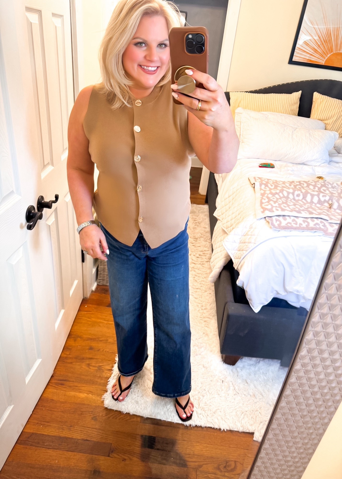 More fun, affordable spring fits.
I love the versatility of this vest.
With pants it's the perfect business casual outfit for the office.
With jeans, it's a fun out and about spring outfit.
As for the shoes, this is the style that you are seeing EVERYWHERE this spring. Do not overspend, this pair is a steal and looks exactly like the far pricier options.

Spring outfits, affordable fashion, jeans, Loft, Quince, Target

#LTKgrwm #LTKOver40 #LTKootd