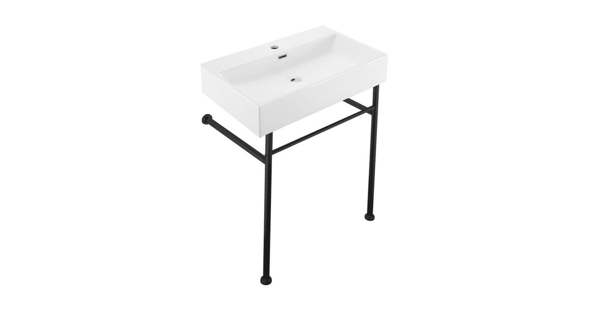Claire 24" Rectangular Ceramic Console Bathroom Sink with Overflow and 1 Faucet Hole | Build.com, Inc.