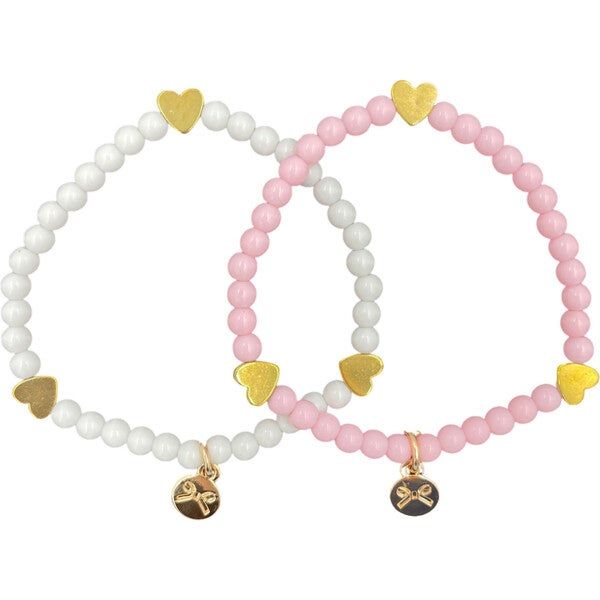Hearts Bracelet Set, Pink/White | Maisonette