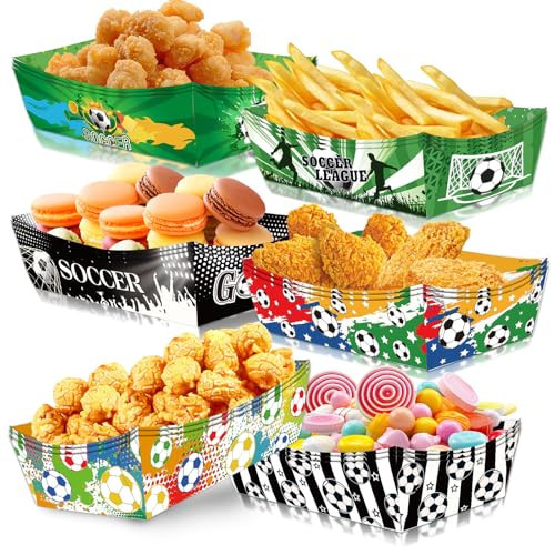 TOLGOE Soccer Party Supplies Decorations 2026-18 PCS Disposable Paper Food Trays for World Cup Game Day, Soccer Themed Plates for Popcorn, Nachos, Fries, Hot Dogs | Amazon (US)
