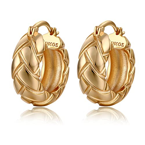 18K Gold Plated Chunky Hoop Earrings for Women Fashion Thick Gold Hoops Set Jewelry for Birthday ... | Amazon (US)