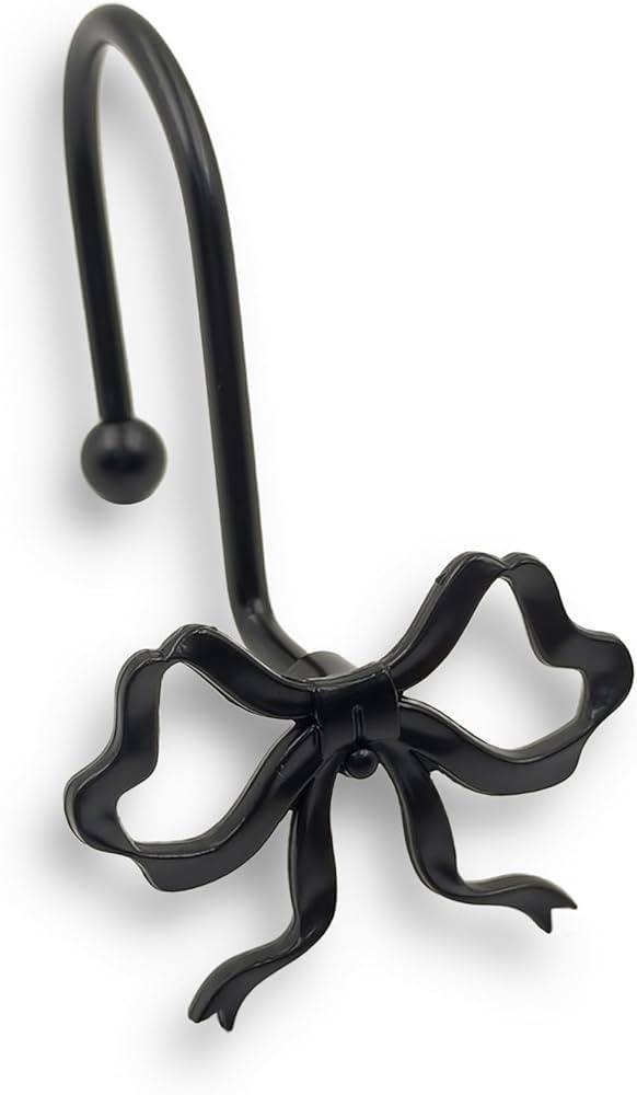 Black Bow Shower Curtain Hooks, 12 Pack Decorative Metal Rust Proof Shower Curtain Rings for Bath... | Amazon (US)