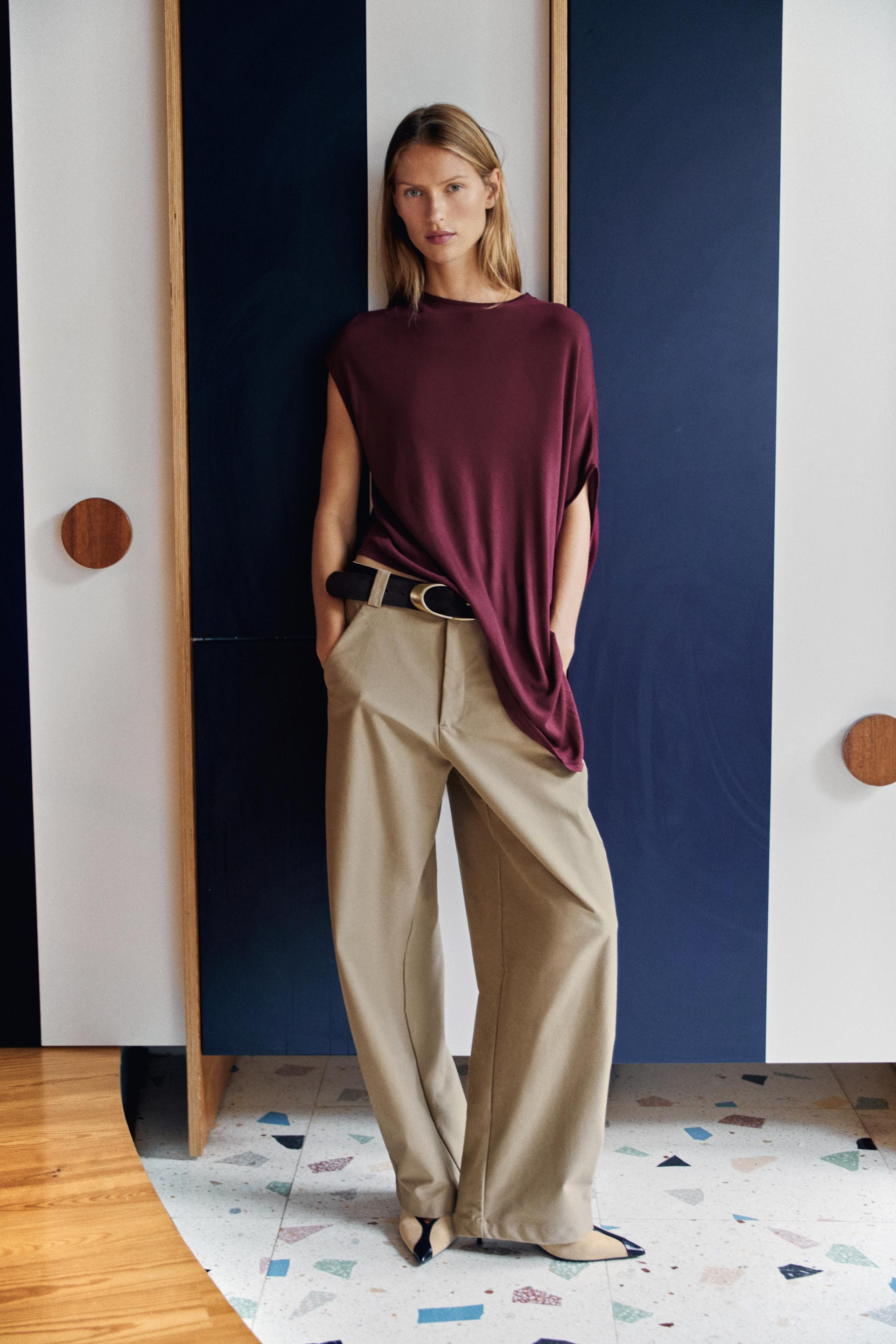 Zara - Asymmetric Knit Jumper - Brown - M - Woman | Zara US
