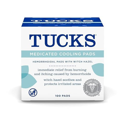 TUCKS Medicated Cooling Pads, 100 Count – Pads with Witch Hazel, Cleanses Sensitive Areas, Protects from Irritation, Hemorrhoid Treatment, Medicated Pads Used By Hospitals | Amazon (US)