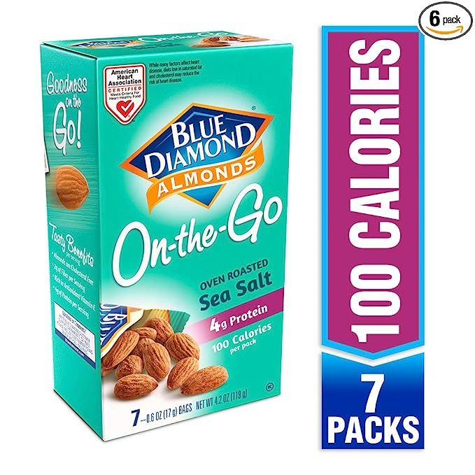 Blue Diamond Almonds, Oven Roasted with Sea Salt, 100 Calorie On-The-Go Bags 7 count of 0.6Oz (Pa... | Amazon (US)