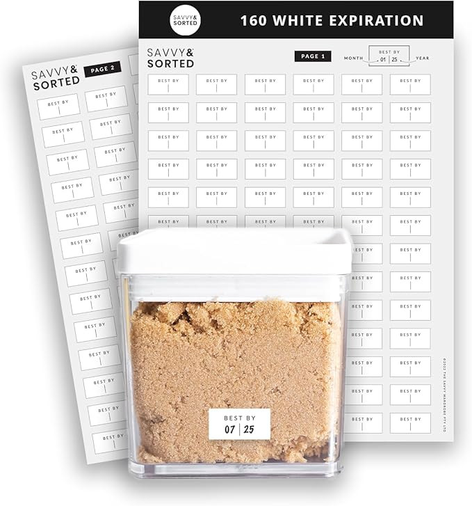 Expiration Date Pantry Labels, 160 Waterproof Food Expiration Date Label for Containers, Kitchen ... | Amazon (US)