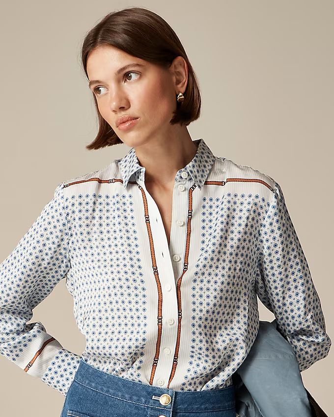 Drapey scarf-print shirt | J. Crew US