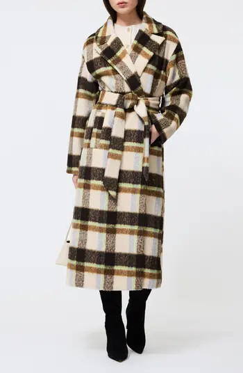 Remi Plaid Faux Fur Trench Coat | Nordstrom