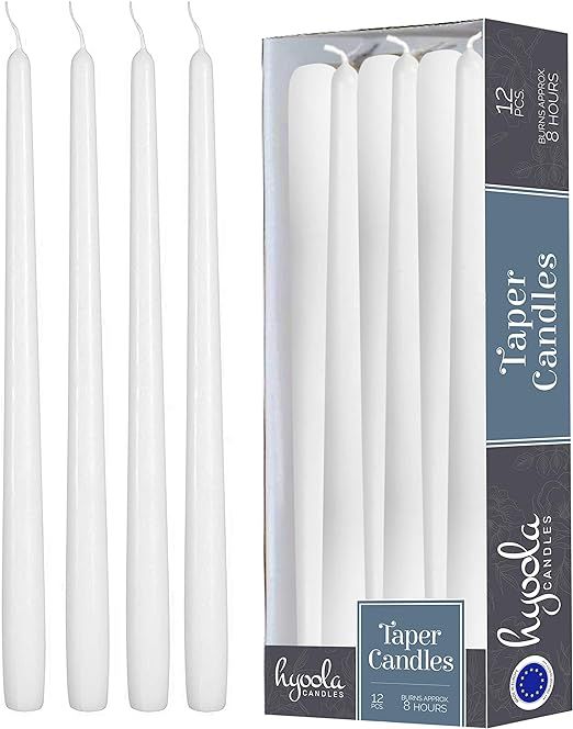 12 Pack Tall Taper Candles - 10 Inch White Dripless, Unscented Dinner Candle - Paraffin Wax with ... | Amazon (US)