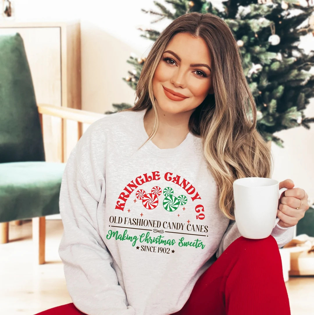 Mickey Peppermint Christmas Sweatshirt Candy Cane Candy Co MVMCP Park Apparel Mickey Shirt Very M... | Etsy (US)