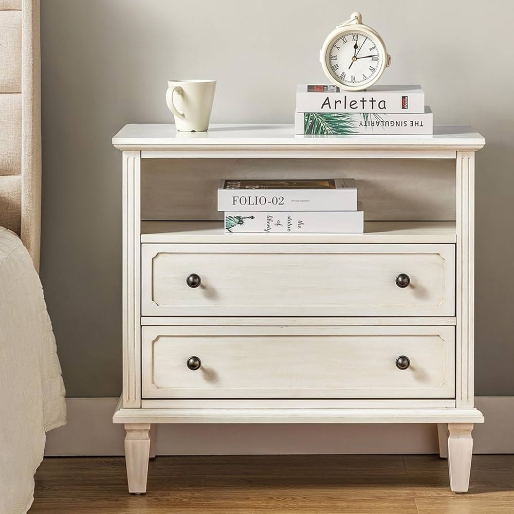 HULALA HOME Nightstand with Charging Station, Transitional End Table with USB Ports & Outlets, Fl... | Amazon (US)