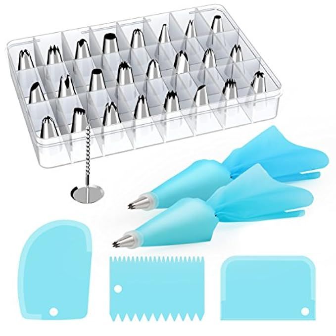 Kootek 32-Piece Cake Decorating Supplies Tips Kits Stainless Steel Baking Supplies Icing Tips with P | Amazon (US)