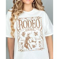 Rodeo Girl T-Shirt, Country Girl® Bronc Riding Tee, Cowboy, Cowgirl Shirt, Western Style, Roses, Floral, Bucking Bronco Tshirt | Etsy (US)