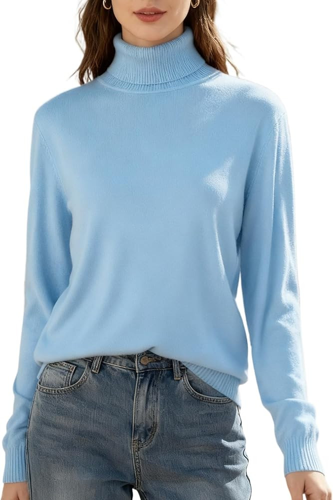 SANGTREE Women's Turtleneck Sweater Long Sleeve Casual Fall Winter Knit Pullover Sweater Top | Amazon (US)