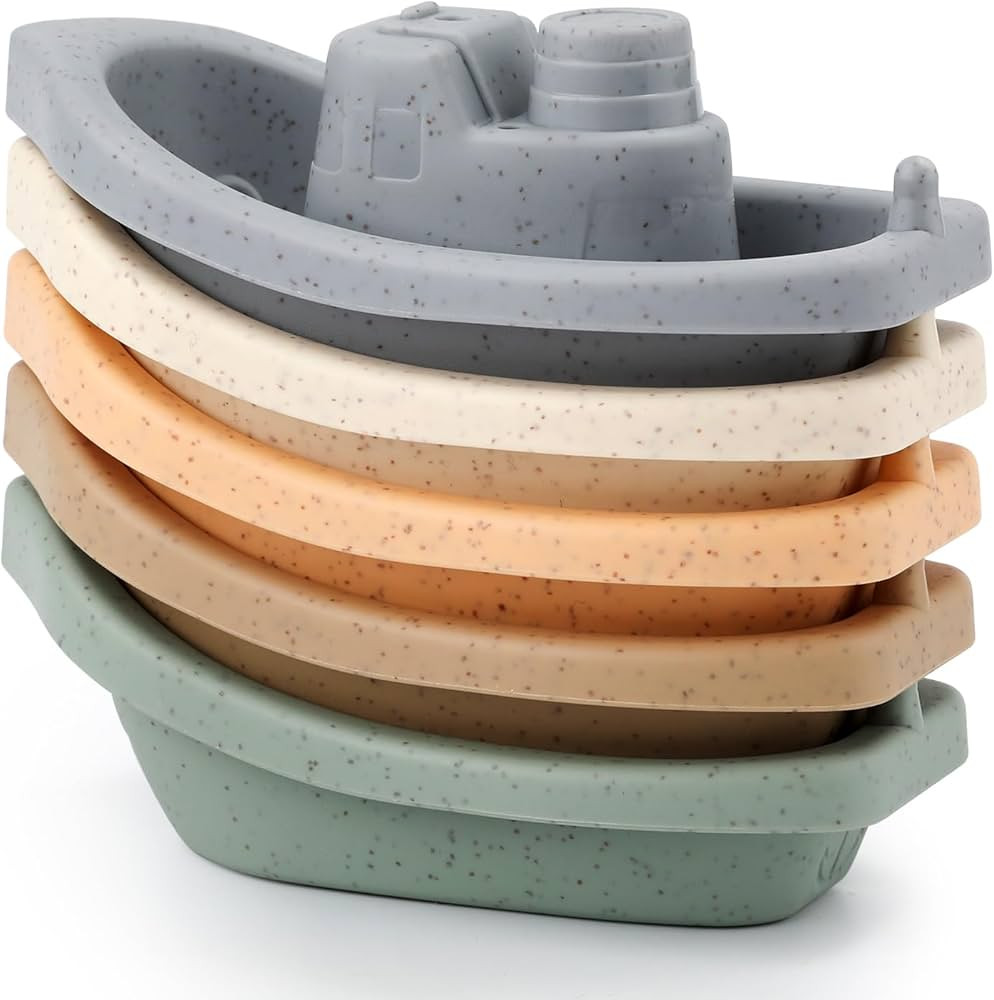 5pcs Stackable Bath Boats Toys, Bath Floating Toy Baby Bathtub Toys Toddler Bath Toys Sorting & S... | Amazon (US)