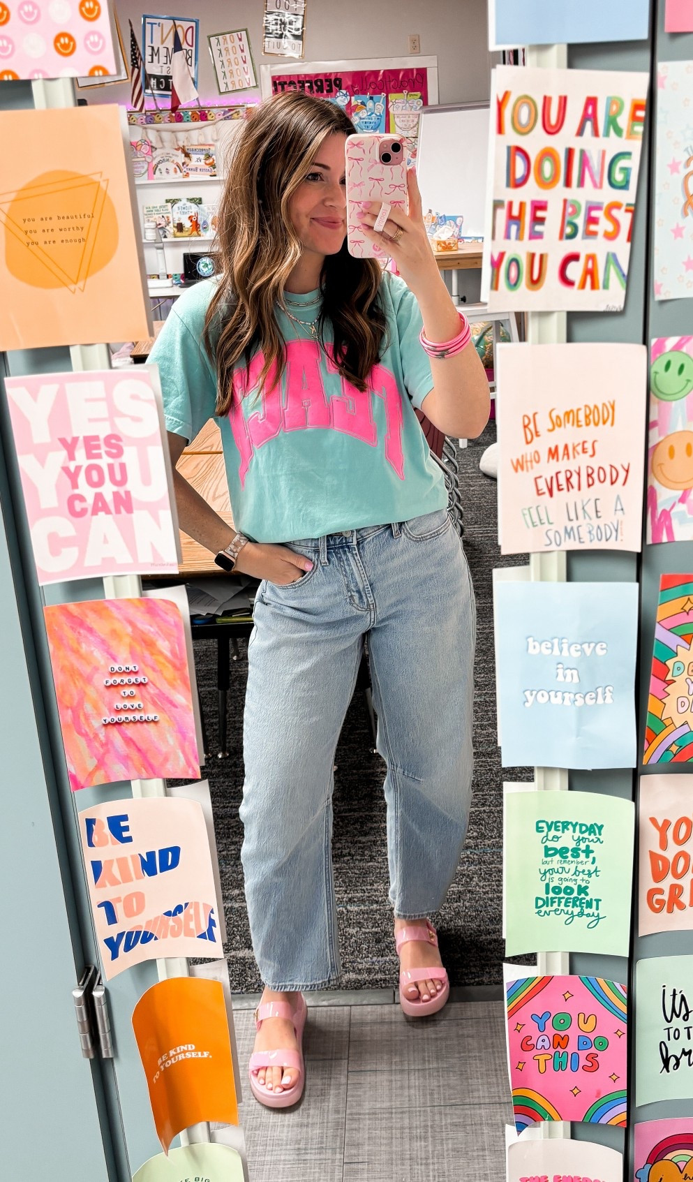 Teach neon tee//medium
Old navy denim//2 regular 
Steve Madden girl jelly shoes//big kid 5(normally 7-7.5 women)

Teacher, casual Friday, comfort colors, barrel jean

#LTKootd #LTKSaleAlert
