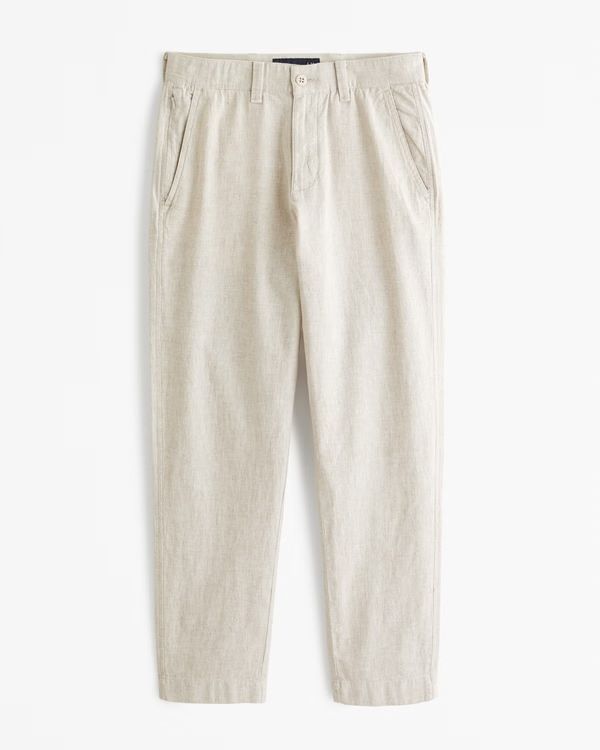Straight Linen-Blend Fixed Waist Pant | Abercrombie & Fitch (US)