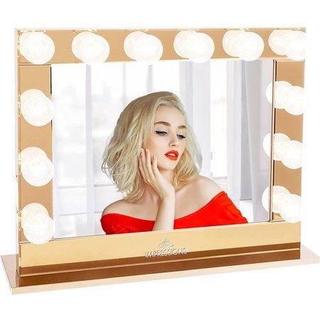Impressions Vanity Hollywood Reflection Plus Vanity Mirror with 12 Clear LED Bulbs Dressing Makeup M | Walmart (US)