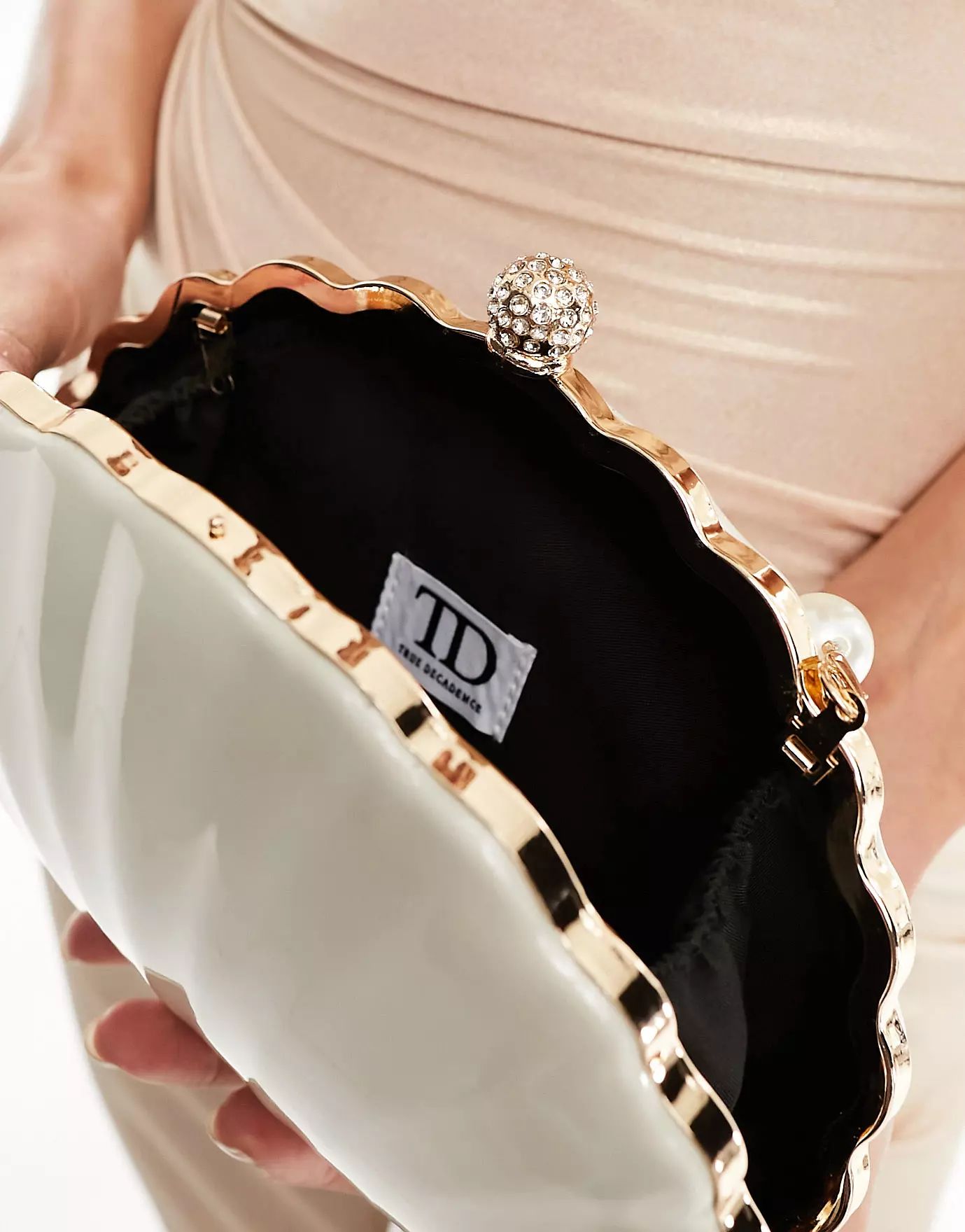 True Decadence shell box clutch bag in pearl | ASOS (Global)