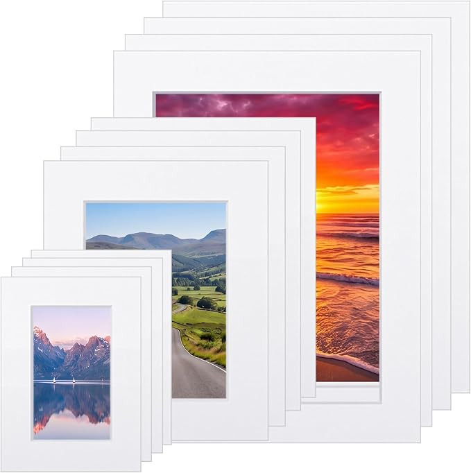 Jetec 12 Sets Anti Acid Picture Frame Mat Kit Pre-Cut Picture Backing Mats and Core Bevel Cutting... | Amazon (US)
