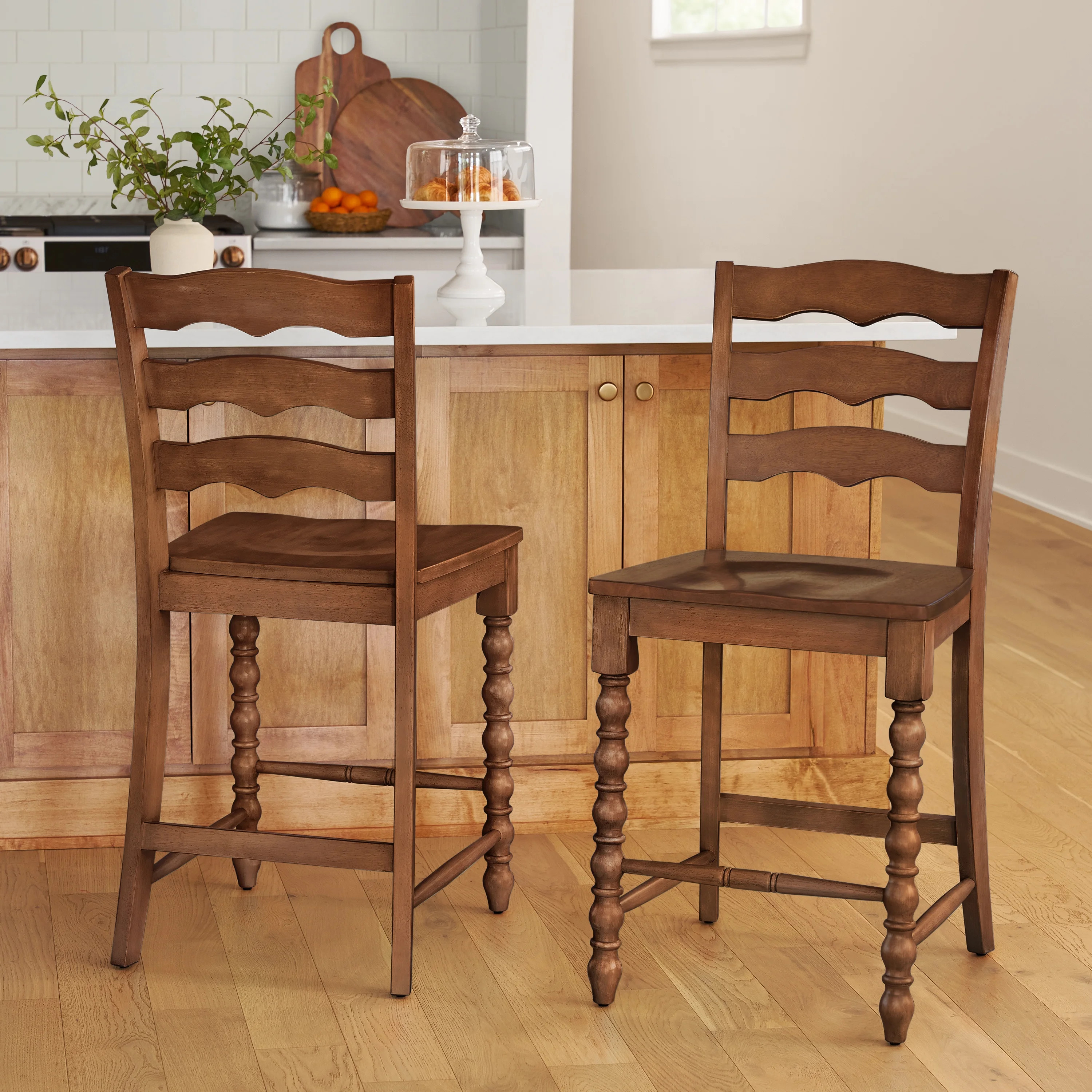 Pioneer Woman Harper Counter-Height Wood Stools, 2 Pack, Homestead Brown | Walmart (US)