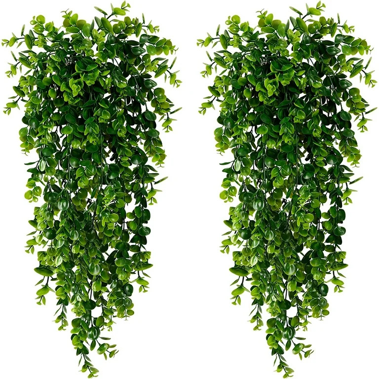 4 Pack Artificial Hanging Plants Fake Hanging Plant Faux Hanging Eucalyptus Plants UV Resistant P... | Walmart (US)