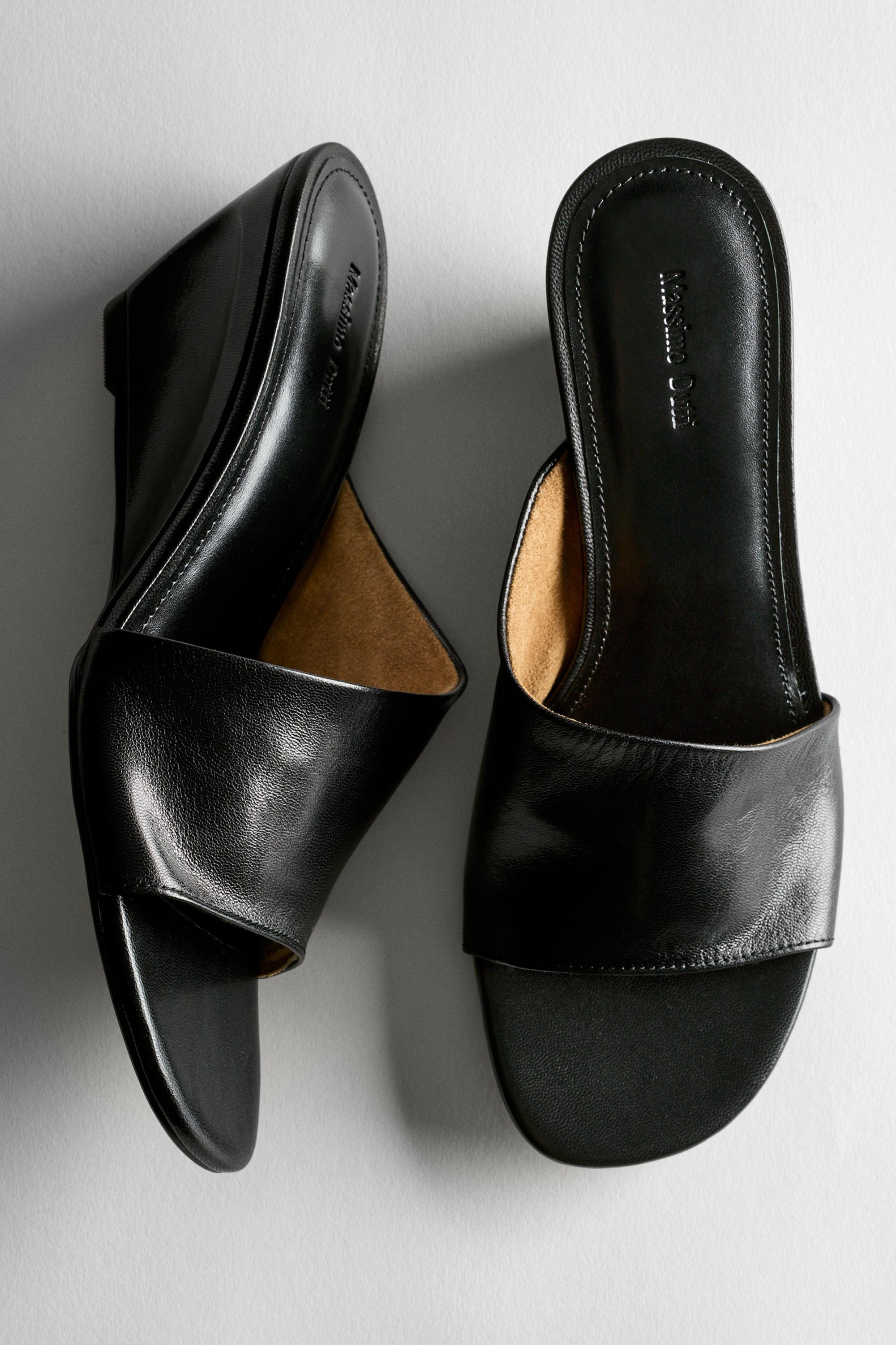 Soft leather wedge heel sandals | Massimo Dutti UK