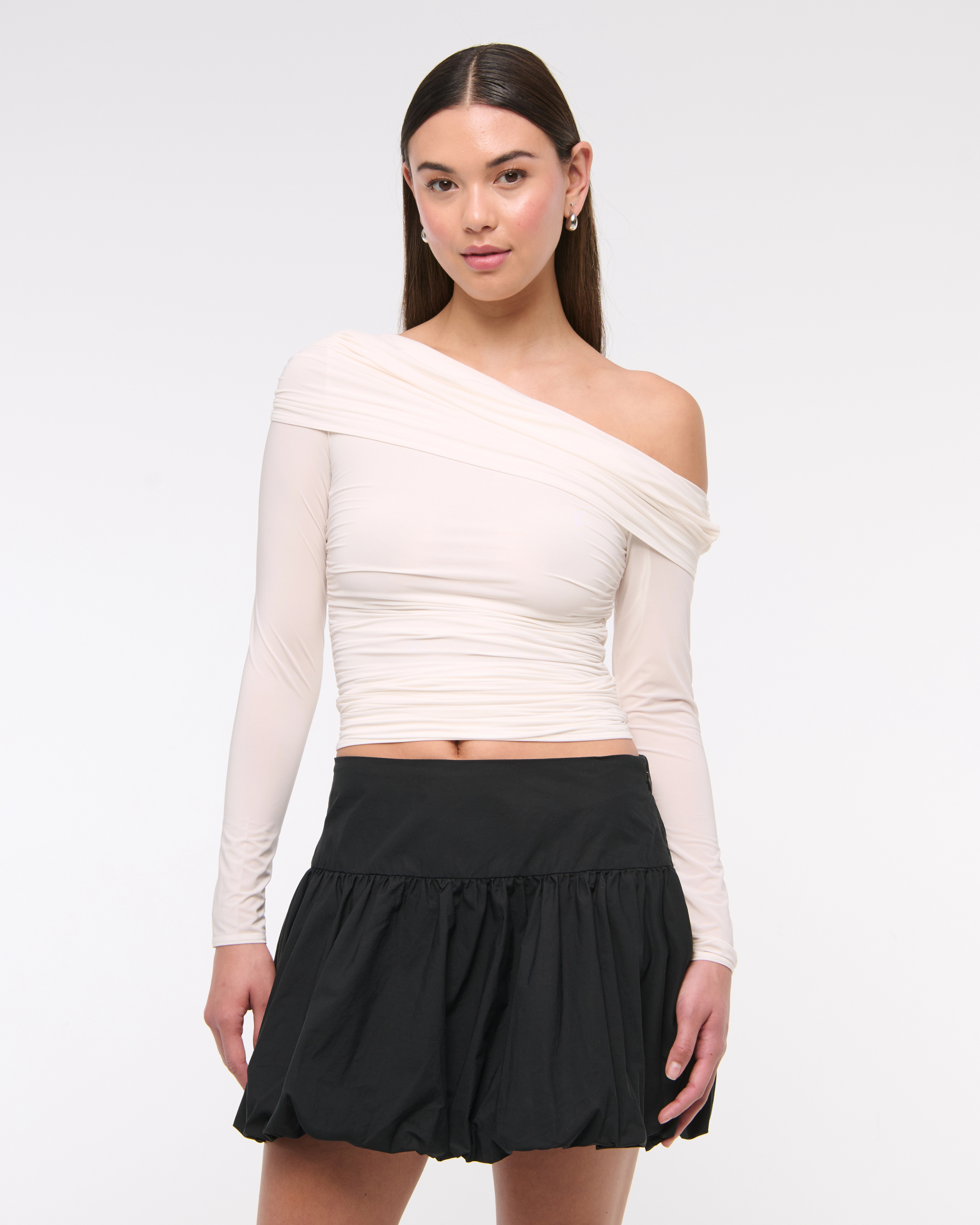 Drop-Waist Bubble Hem Mini Skort | Abercrombie & Fitch (US)