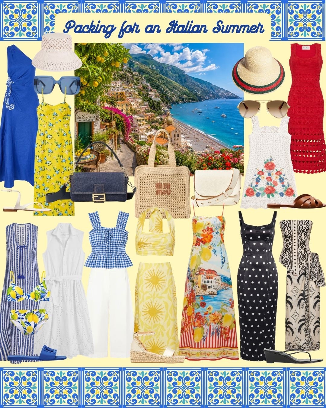 Now that Memorial Day is behind us, we’re kicking off our summer travel series with a dreamy escape to Italy. 🍋 Think pretty dresses, postcard-worthy views, Aperol Spritzes at golden hour, and living la dolce vita one pasta dinner at a time. From coastal strolls to late-night gelato runs, somehow every outfit looks even chicer with sun-kissed skin and a Vespa in the background. 🛵💙 And the best part? So many of these looks transition effortlessly from day to night. ☀️☾

@farmrio @hunterbellnyc @caracara_nyc @seanewyork @gucci @maxmara @rayban @dior @margauxny @aquazzura @aspinaloflondon @miumiu @fendi @nicholasthelabel @rails @toteme @kennyflowers_ @sitano_official @caladelacruz @frankandeileen @evernew_official @johannaortizofficial @maisonvalentino @dolcegabbana @veronicabeard 

#italiansummer #italianstyle #ootdfashion #summeraesthetic #packinglist #ladolcevita #europeansummer #italypackinglist #summerpacking #travelcapsulewardrobe

#LTKootd #LTKTravel