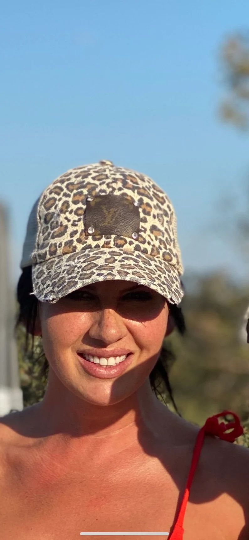 Leopard print, cream mesh back trucker hat repurposed | Etsy (US)