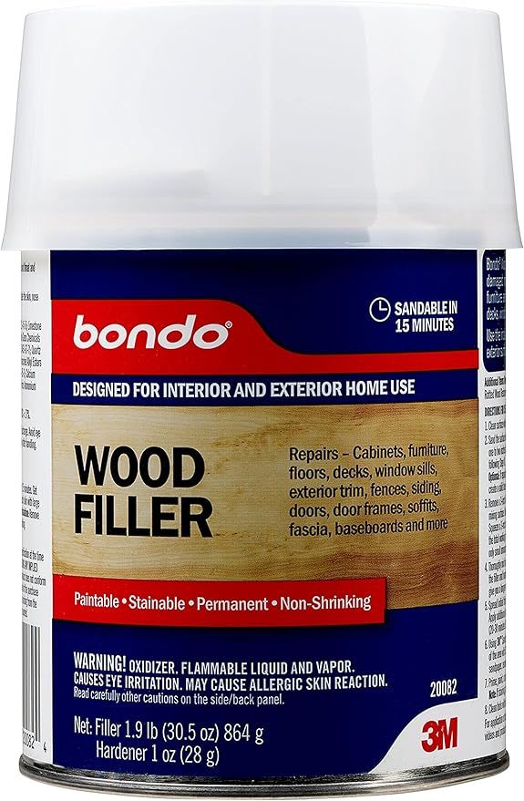 Amazon.com: Bondo Home Solutions Wood Filler, Sandable in 15 min, 1.9 lbs with 1 oz Hardener : Ev... | Amazon (US)